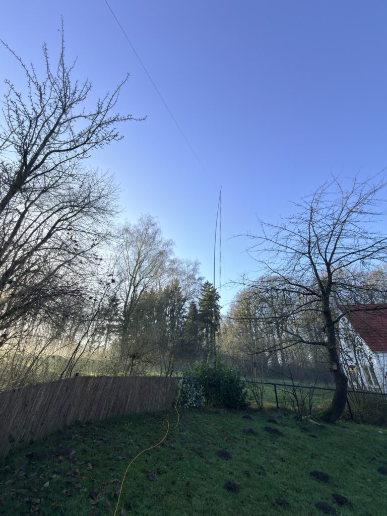 Garden with the wire antenna in the trees, Bad Bentheim