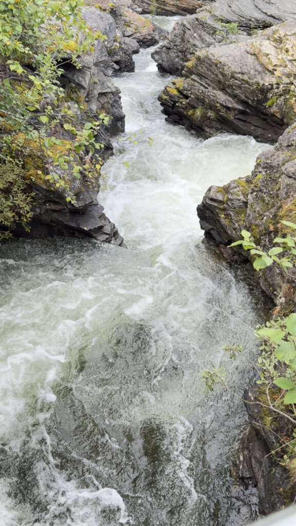 Narrow rocky gorge with rushing water