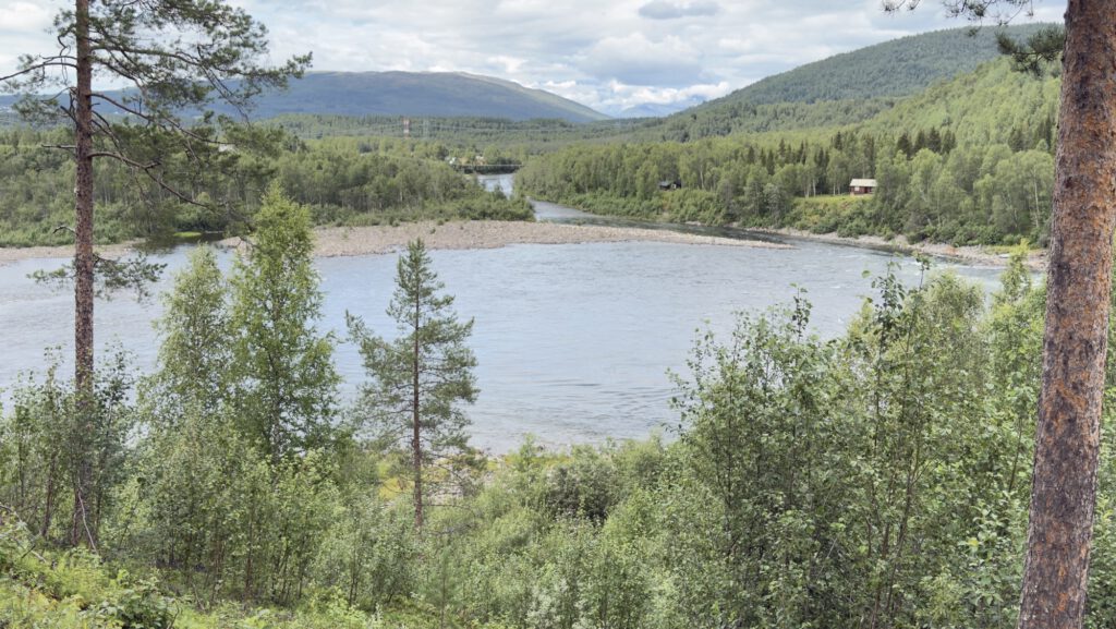 Lake and wooded hills near Bardu, Norway