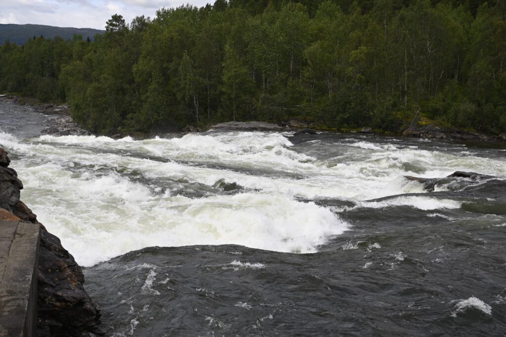 White water of the waterfall near Bardu