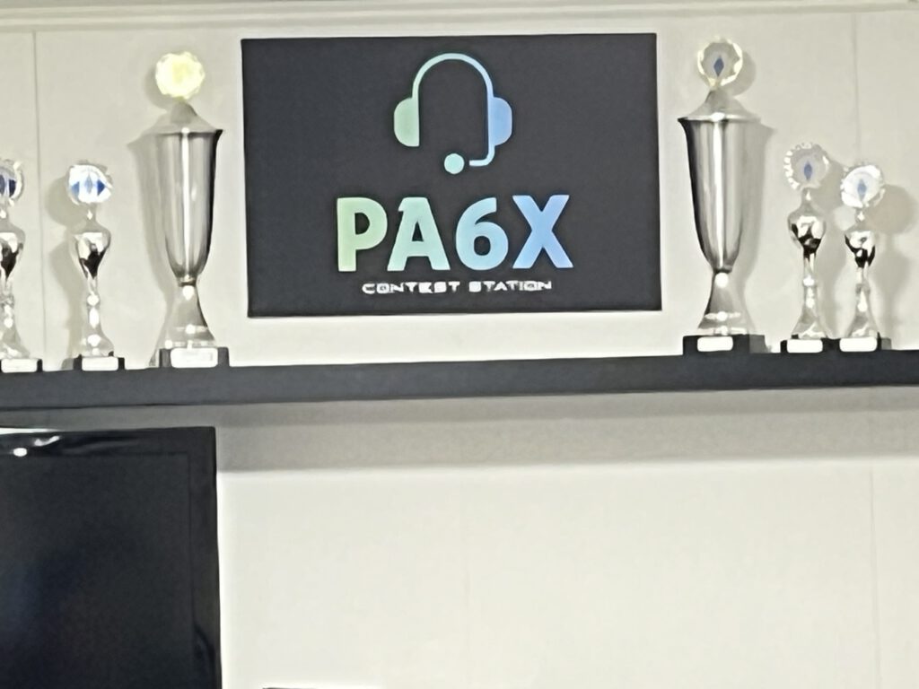 PA6X contest station sign and trophies