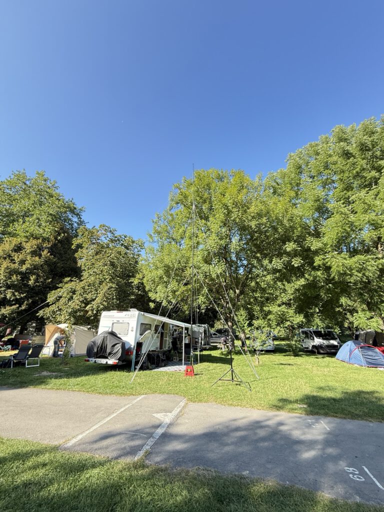 Campsite in Dinant with the mobile home