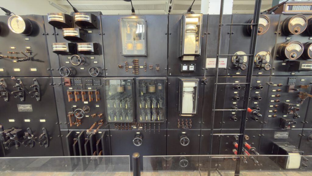 Close-up of the Grimeton control panel