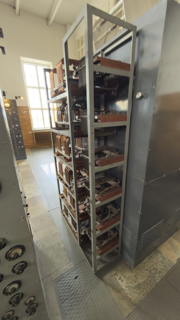 Rack with transmitter parts at Grimeton