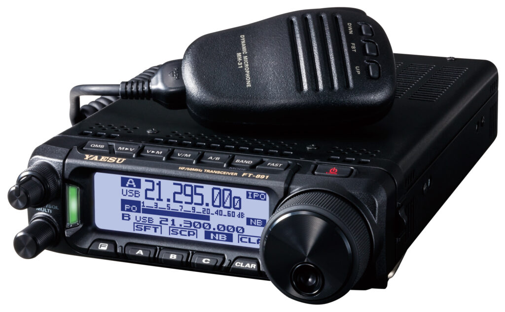 Yaesu FT-891 transceiver with microphone